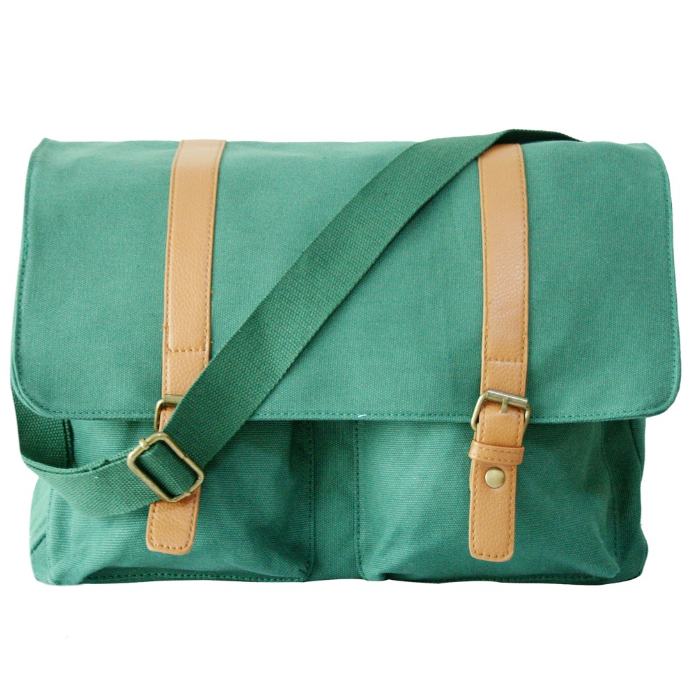 L1418 Miss Lulu Unisex Canvas Messenger Bag Green